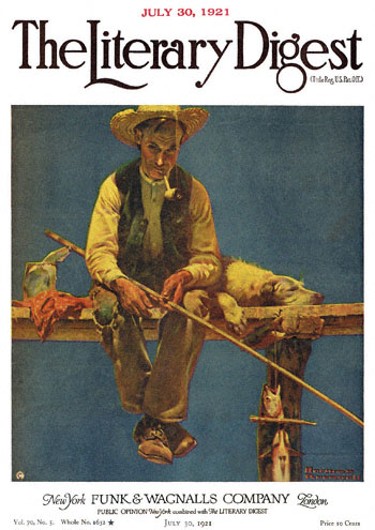 Man on Dock Fishing, the 7/30/1921 Norman Rockwell Literary Digest cover