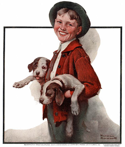 The Country Gentleman from 3/18/1922 featured this Norman Rockwell illustration, Boy with Puppies
