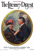 Norman Rockwell's Woman Pinning Boutonniere on Man from the April 15, 1922 Literary Digest cover