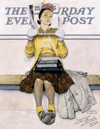 The March 1, 1941 Saturday Evening Post cover by Norman Rockwell entitled Girl Reading The Post