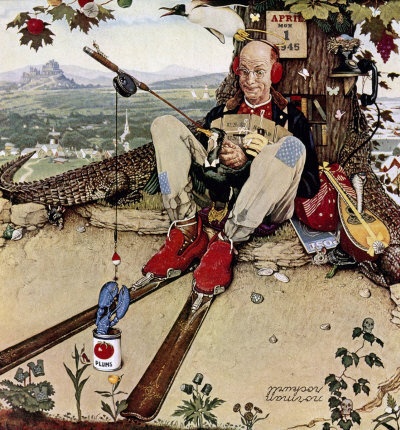 April Fool: Fishing, Norman Rockwell Saturday Evening Post Cover 1945