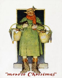 Norman Rockwell Man with Christmas Goose