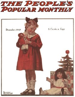 Norman Rockwell Girl with Christmas Doll