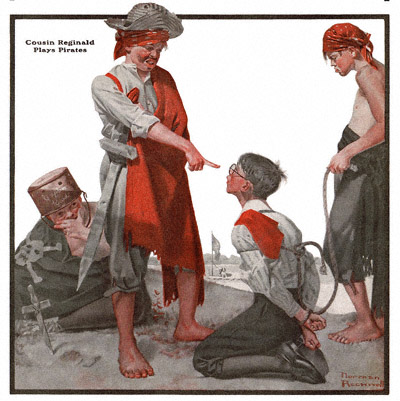 Cousin Reginald Goes Fishing, 10/6/1917 Norman Rockwell Country