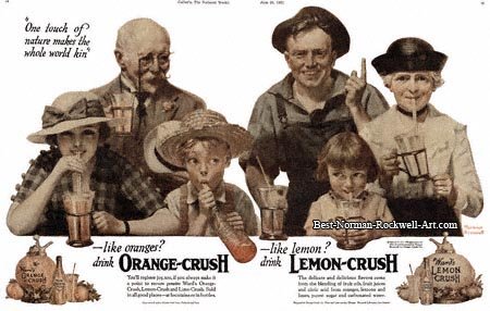 1921 Lemon and Orange Crush advertisement by Norman Rockwell entitled One Touch of Nature