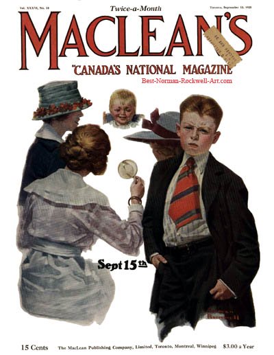 The New Baby by Norman Rockwell appeared on American Magazine cover September 15, 1923