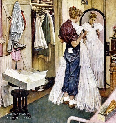 The March 19, 1949 Saturday Evening Post cover by Norman Rockwell entitled Prom Dress